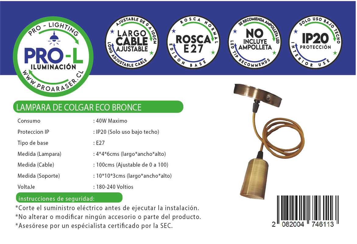 Lampara de colgar ECO Bronce