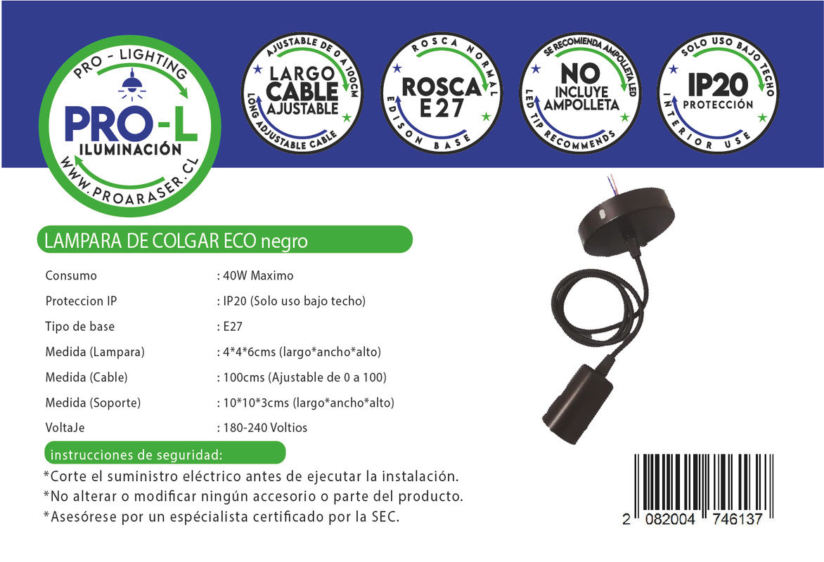 Lampara de colgar ECO Negro