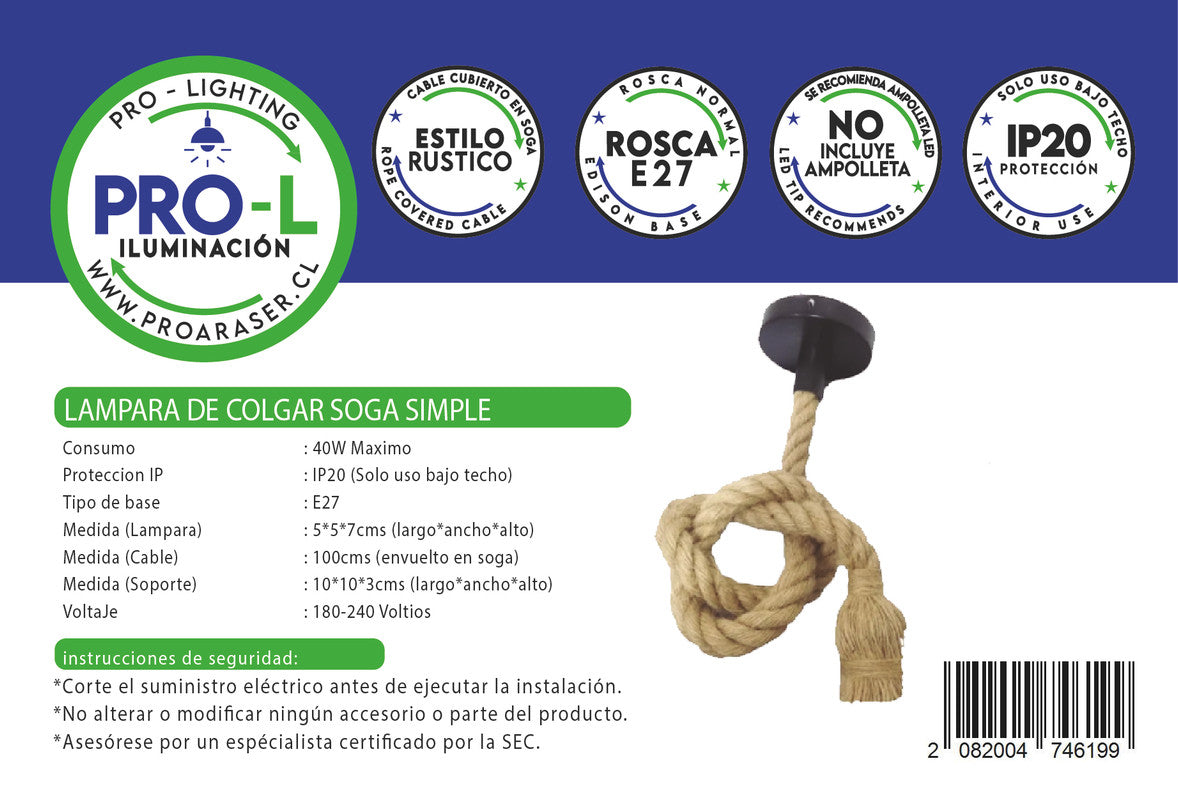 Lampara de colgar Soga Simple