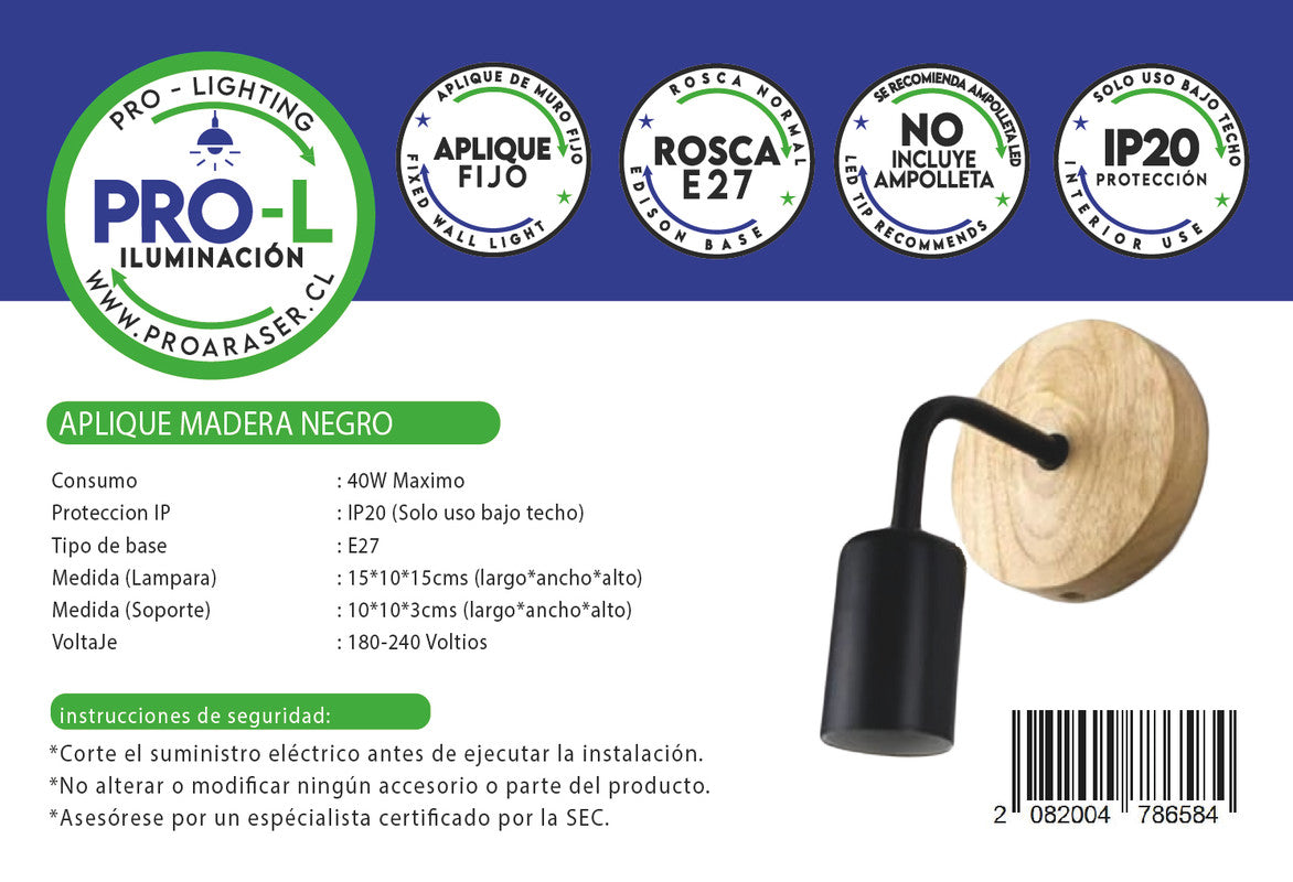 Aplique madera negro