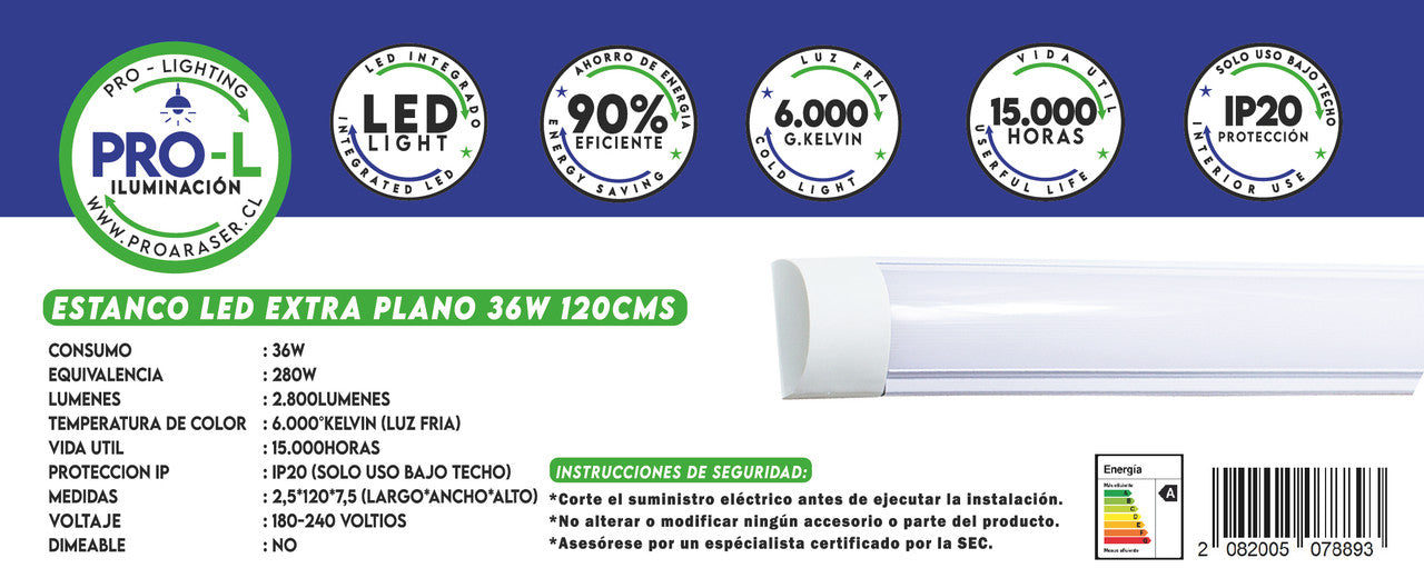 Estanco Led 36w 120cms
