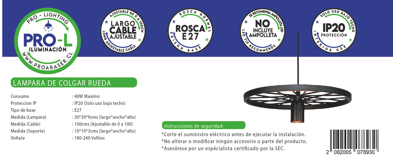Lampara de colgar Rueda