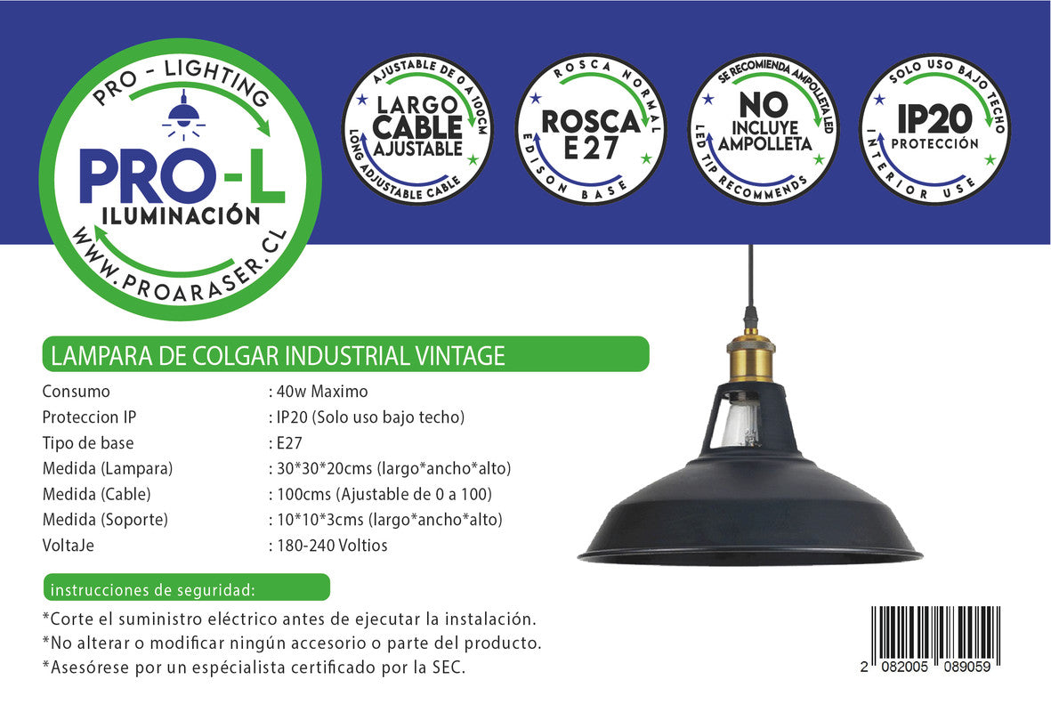 Lampara de colgar Industrial AL