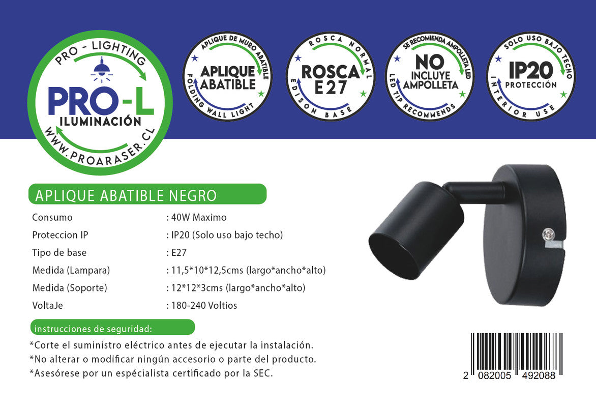 Aplique abatible negro os