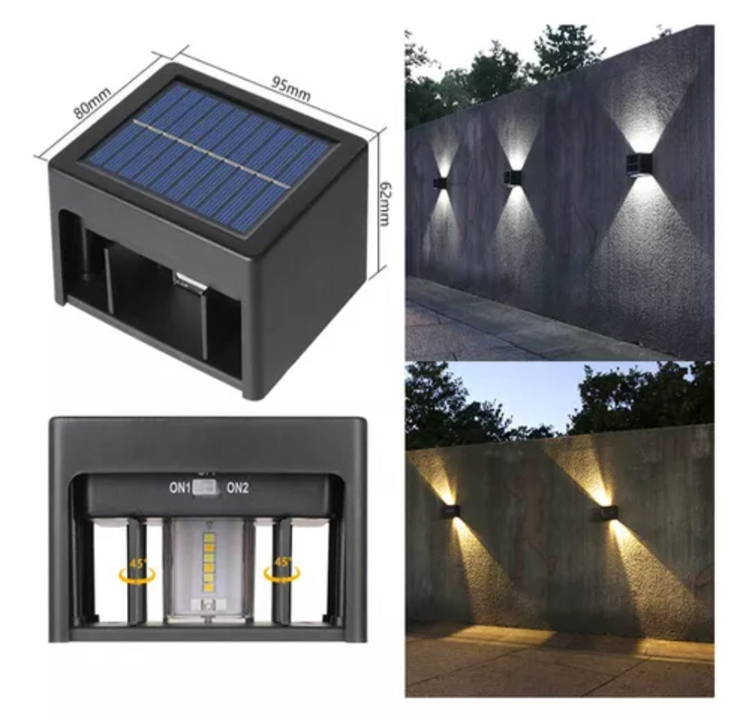 Aplique led solar abatible negro