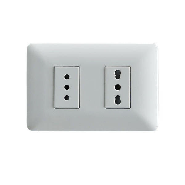 ENCHUFE SIMPLE 10A + ENCHUFE SIMPLE BIPASO EMBUTIDO 10/16A 250V