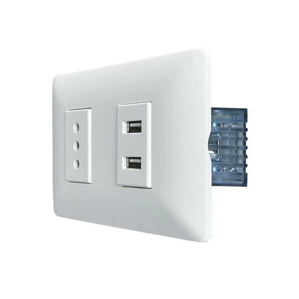 ENCHUFE SIMPLE EMBUTIDO 10A(1 Ud TZ1104) 250V + TOMA USB