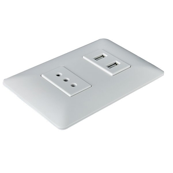 ENCHUFE SIMPLE EMBUTIDO 10A(1 Ud TZ1104) 250V + TOMA USB