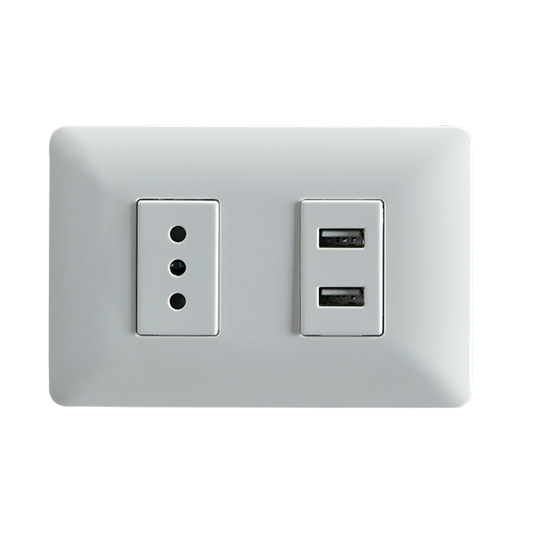 ENCHUFE SIMPLE EMBUTIDO 10A(1 Ud TZ1104) 250V + TOMA USB