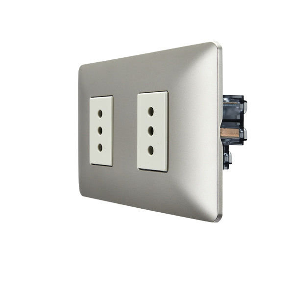 ENCHUFE DOBLE EMBUTIDO 10A 250V (CHAMPAGNE)
