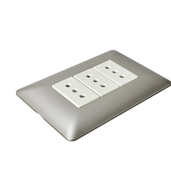 ENCHUFE TRIPLE EMBUTIDO 10A 250V (CHAMPAGNE)