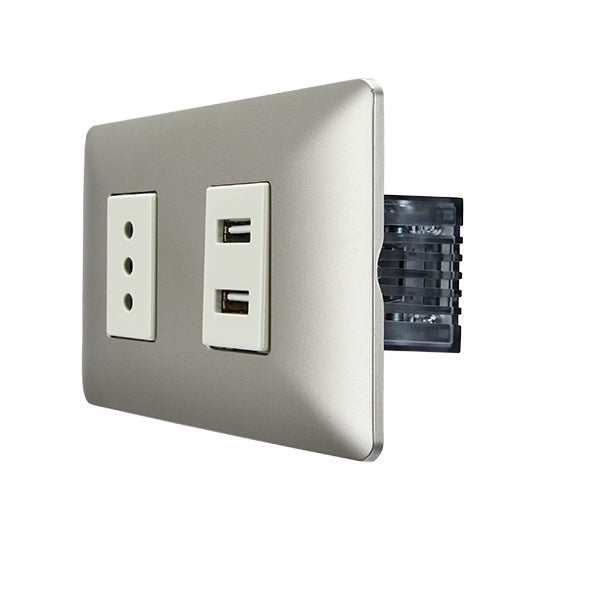 ENCHUFE SIMPLE EMBUTIDO 10A(1 Ud TZ1104) 250V + TOMA USB