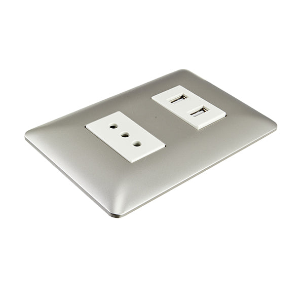 ENCHUFE SIMPLE EMBUTIDO 10A(1 Ud TZ1104) 250V + TOMA USB