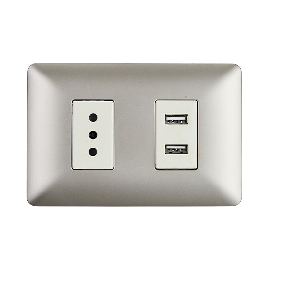ENCHUFE SIMPLE EMBUTIDO 10A(1 Ud TZ1104) 250V + TOMA USB
