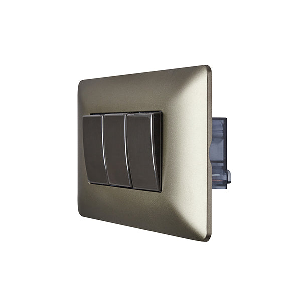 INTERRUPTOR TRIPLE EMBUTIDO (9/32) 10A 250V (CAFÉ)