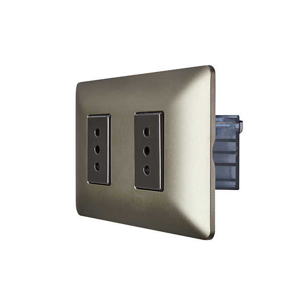 ENCHUFE DOBLE EMBUTIDO 10A 250V (CAFÉ)