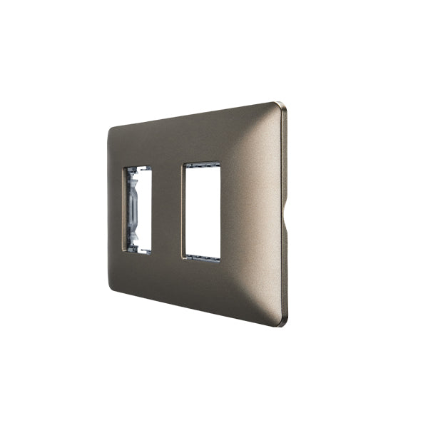 PLACA DOBLE EMBUTIDO C/SOPORTE (CAFÉ)