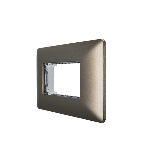 PLACA TRIPLE EMBUTIDO C/SOPORTE (CAFÉ)