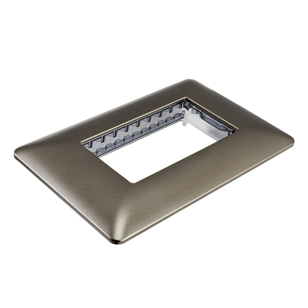 PLACA TRIPLE EMBUTIDO C/SOPORTE (CAFÉ)