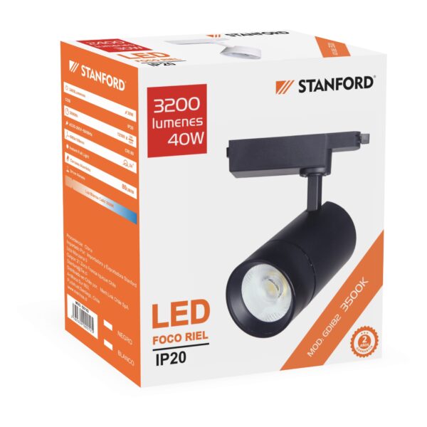 FOCO RIEL LED MONOFASICO ESTANDAR 30W NEGRO 6500K