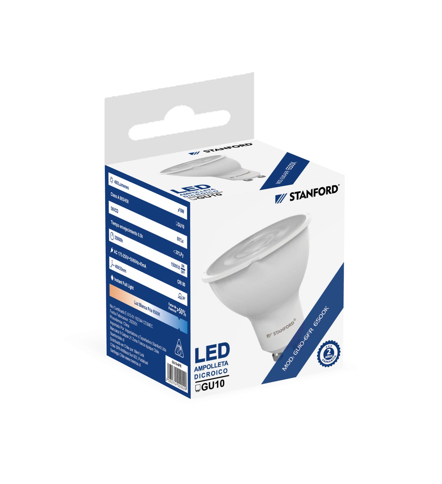AMPOLLETA LED DICROICA 6 W GU10 6500K