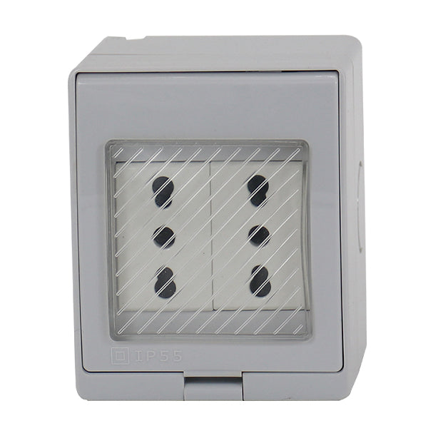 HYDROBOX CON ENCHUFE DOBLE SOBREPUESTO 10/16A (BLANCO)