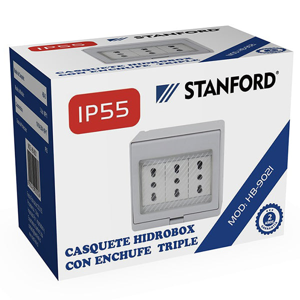 HYDROBOX CON ENCHUFE TRIPLE SOBREPUESTO 10/16A (BLANCO)