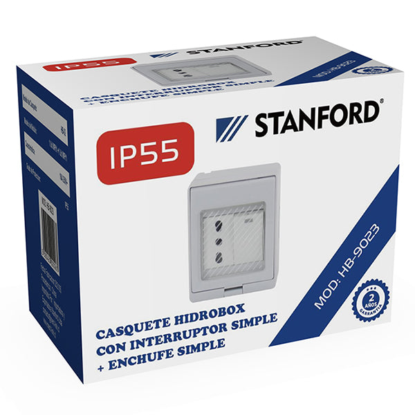 HYDROBOX CON ENCHUFE SIMPLE 10/16A Y INTERRUPTOR SOBREPUESTO 9/12 (BLANCO)