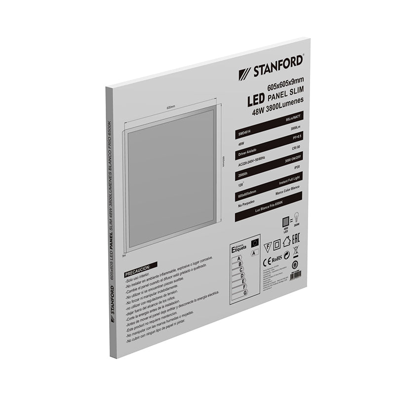 PANEL LED EMBUTIDO 605X605X32MM 48W 6500K (LUZ DIRECTA)