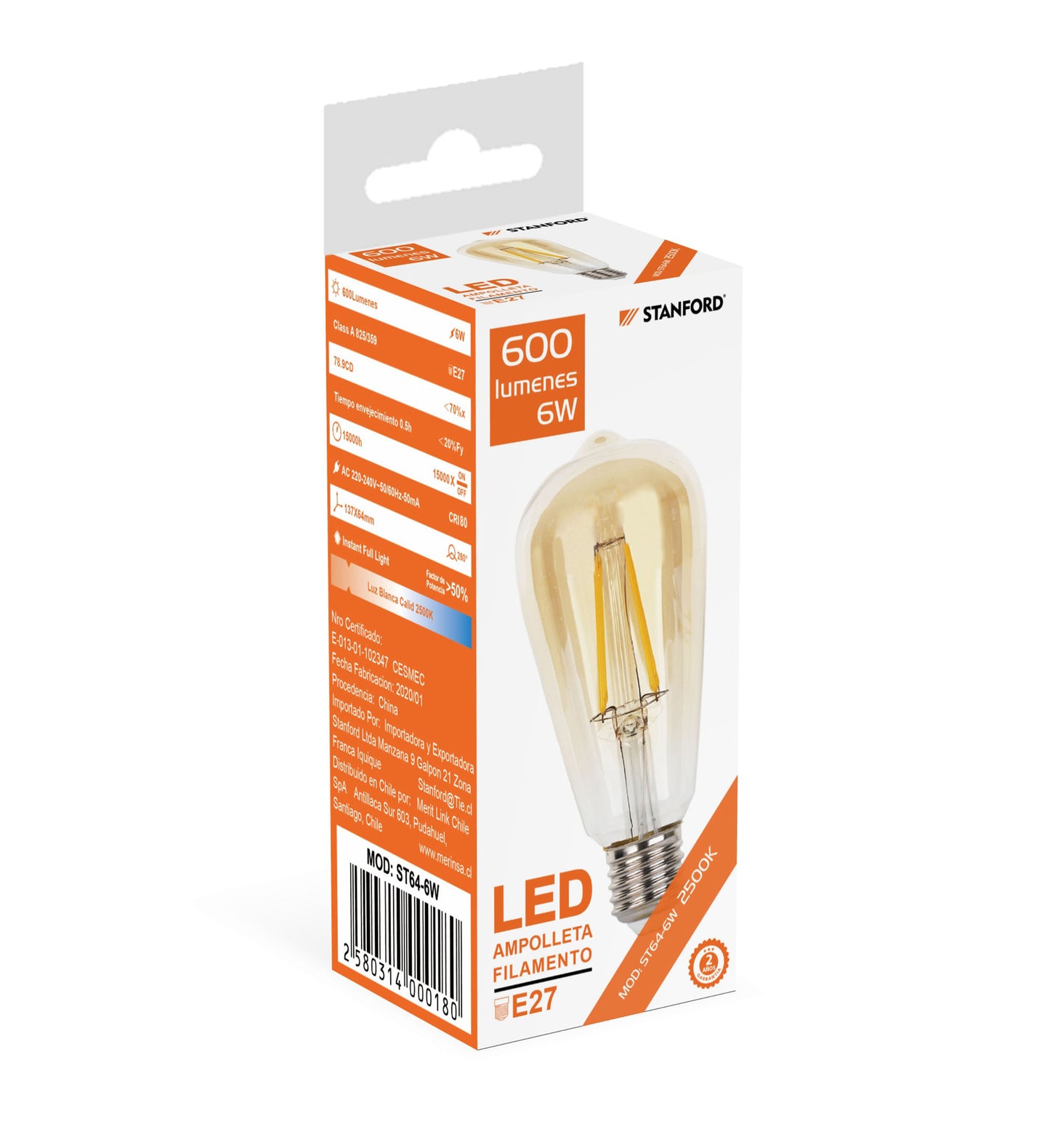 AMPOLLETA LED VINTAGE 6W 2500K E27