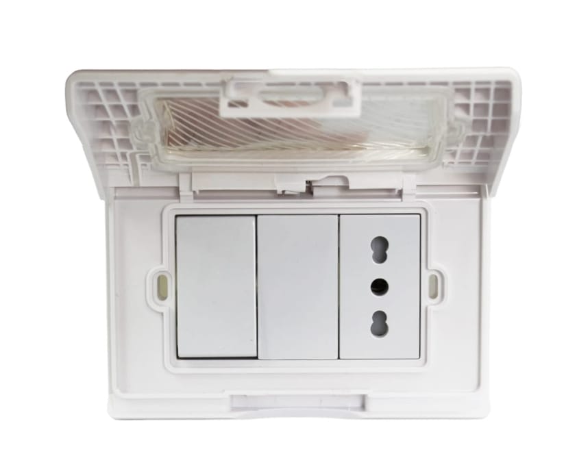 HYDROBOX EMBUTIDO CON ENCHUFE SIMPLE 10/16A Y INTERRUPTOR 9/12