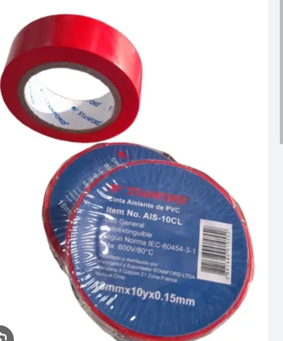CINTA AISLANTE ROJA 20Y(PAQUETE DE 10 ROLLOS