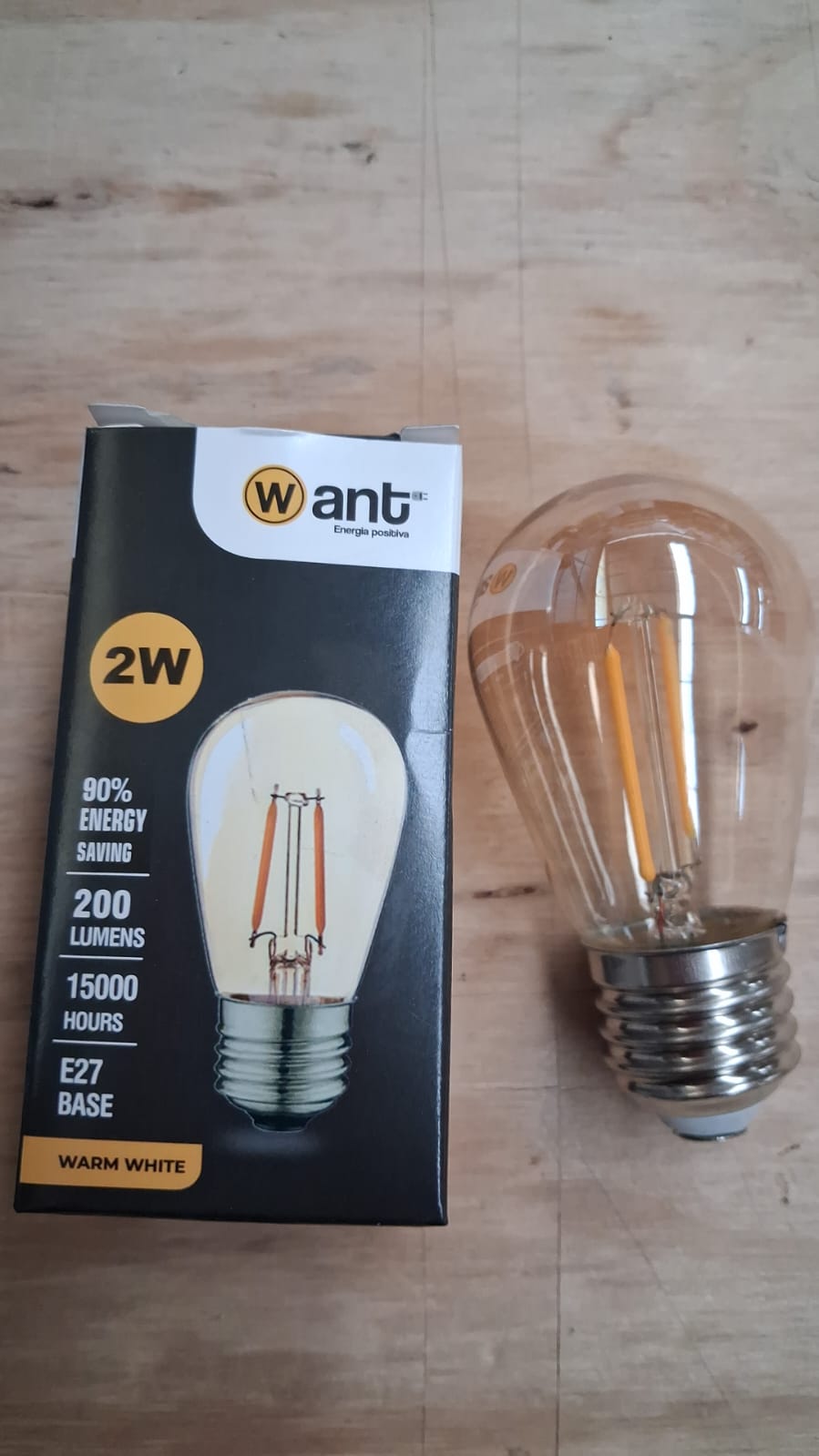 AMP LED FILAMENTO S14 2W E27 LUZ CALIDA