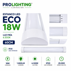 Tubo LED Estanco Canoa Plana Regleta Slim 60cm 18W Fría