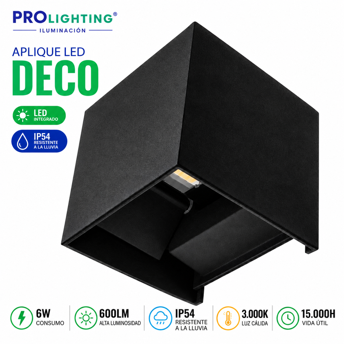 Aplique LED Integrado Cubo Diagonal Decorativo Bidireccional