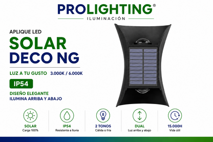 Luz Solar LED Decorativa Doble Foco Calida y Fria Exterior