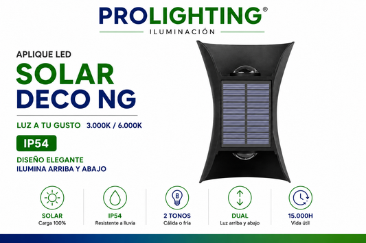 Luz Solar LED Decorativa Doble Foco Calida y Fria Exterior