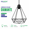 Lampara Colgante Diamante Negra Jaula Metal Abierta Base E27