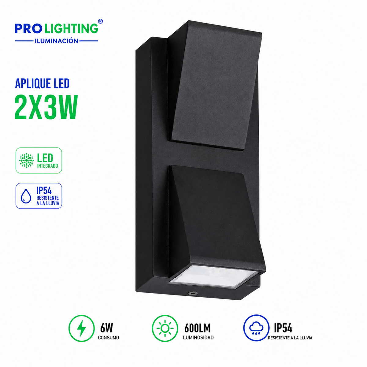 Aplique LED Vertical Doble Haz Luz Arriba Abajo Exterior