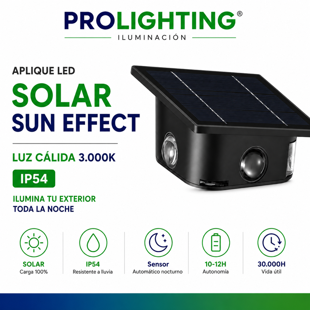 Foco Solar LED Muro Exterior Fotocelda Automático IP54