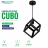 Lampara Colgante Cubo Metal Diseño Industrial Base E27