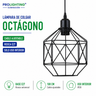 Lampara Colgante Octagono Jaula Metal Negra Diseño Tambor E27