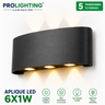 Aplique LED Curvo 6 Luces Doble Haz Arriba Abajo Exterior