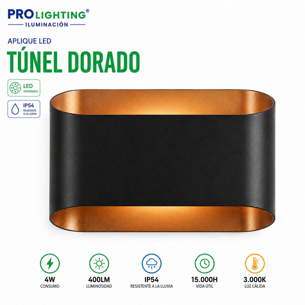 Aplique LED Ovalado Doble Haz Luz Arriba Abajo Exterior