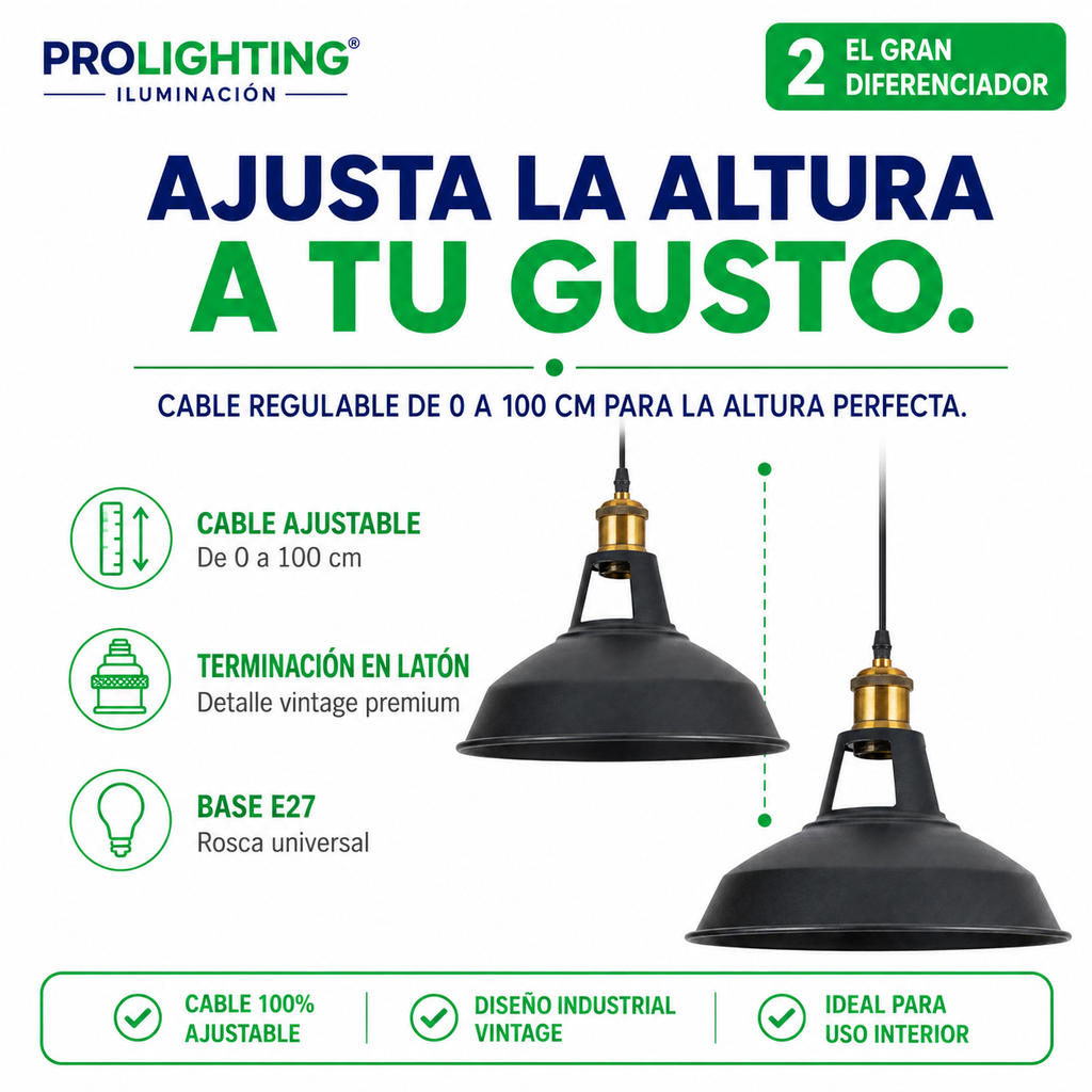 Lampara Colgar Vintage Rustico Industrial Metal Negra