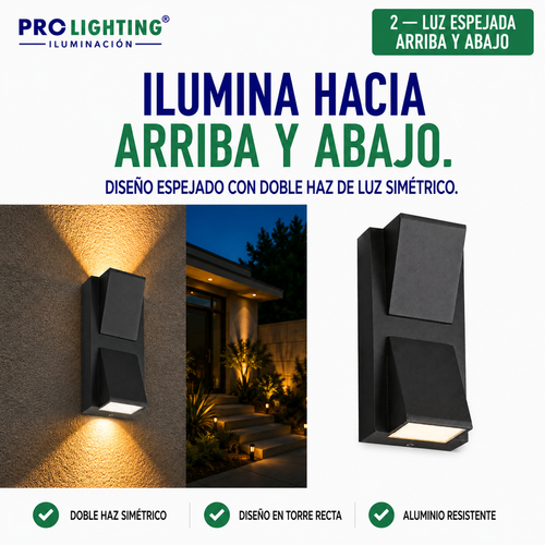 Aplique LED Vertical Doble Haz Luz Arriba Abajo Exterior