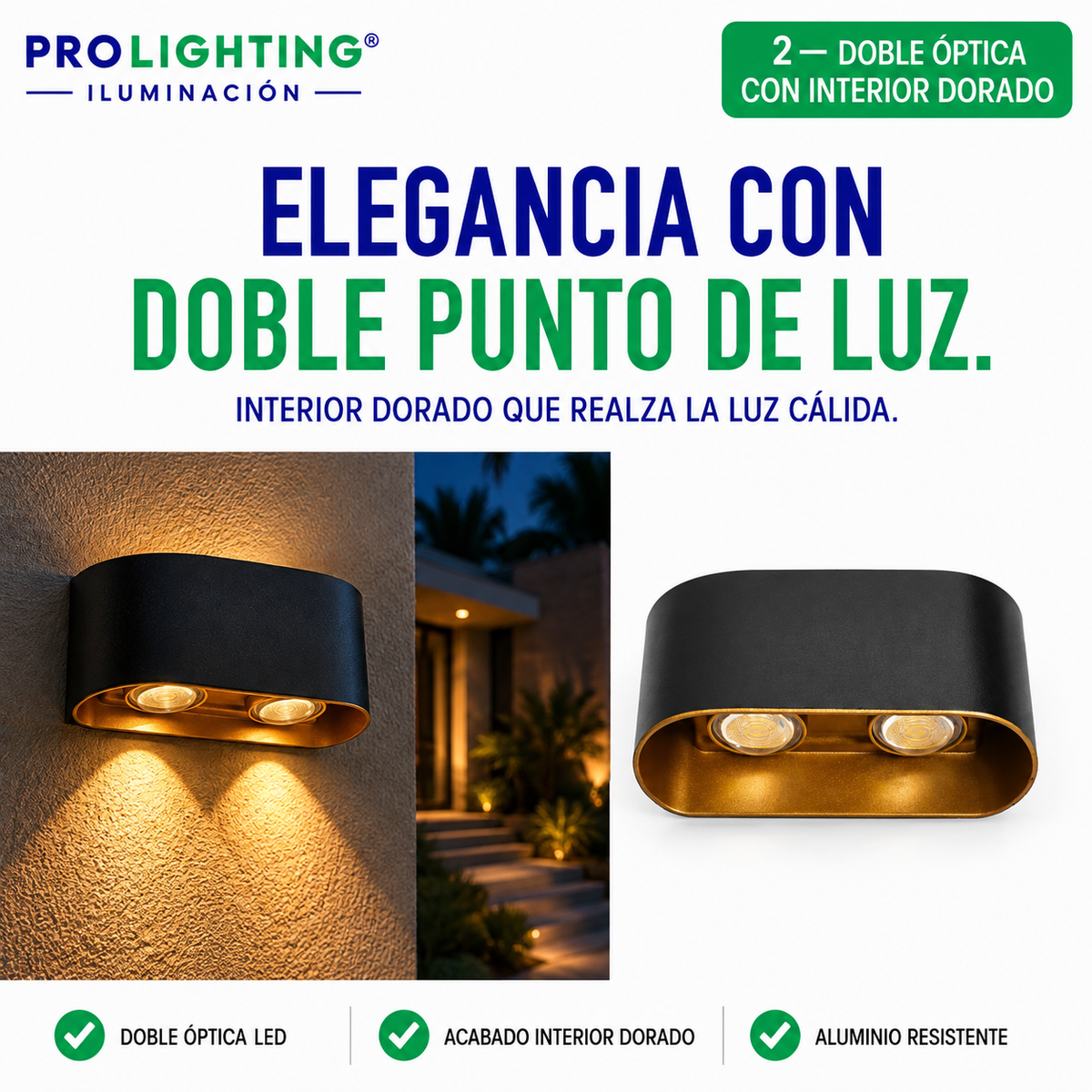 Aplique LED Ovalado Doble Haz Luz Arriba Abajo Exterior