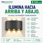 Aplique LED Curvo 6 Luces Doble Haz Arriba Abajo Exterior