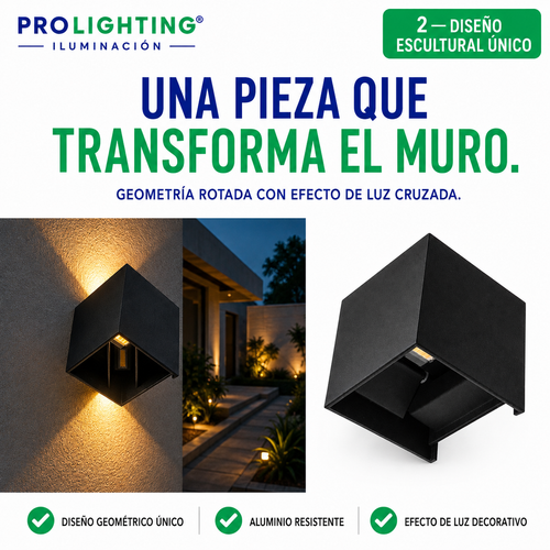 Aplique LED Integrado Cubo Diagonal Decorativo Bidireccional