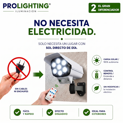 Luz Solar LED Diseño Cámara Disuasiva Sensor Movimiento